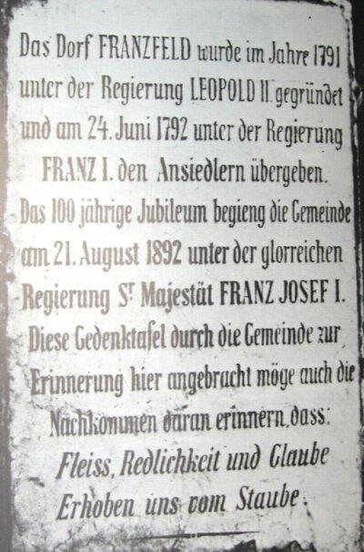 Gedenktafel - 100 Jahre